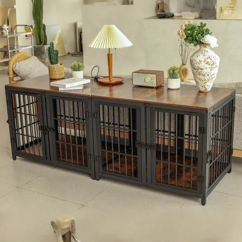 Borwart Double Dog Crate With Removable Divider Furniture Style Kennel