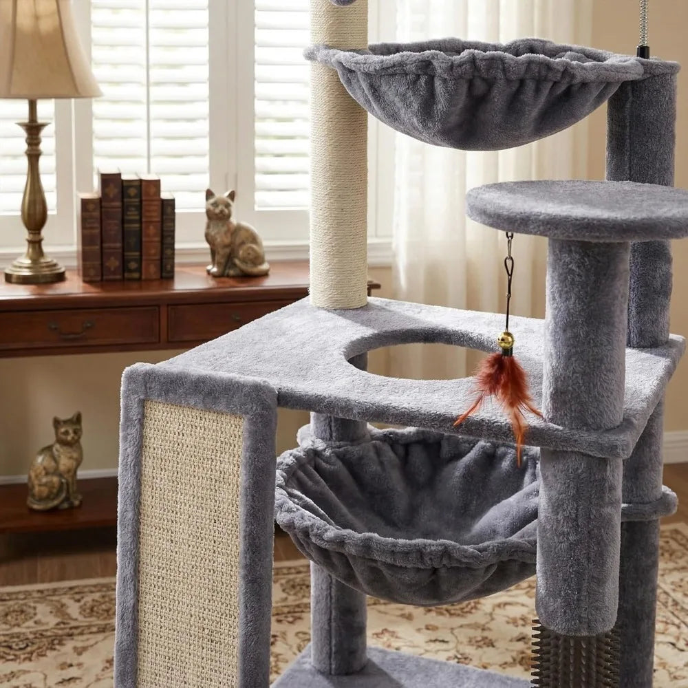 NBVCX Cat Tree With Hammock, Grooming Brush And Scratching Posts