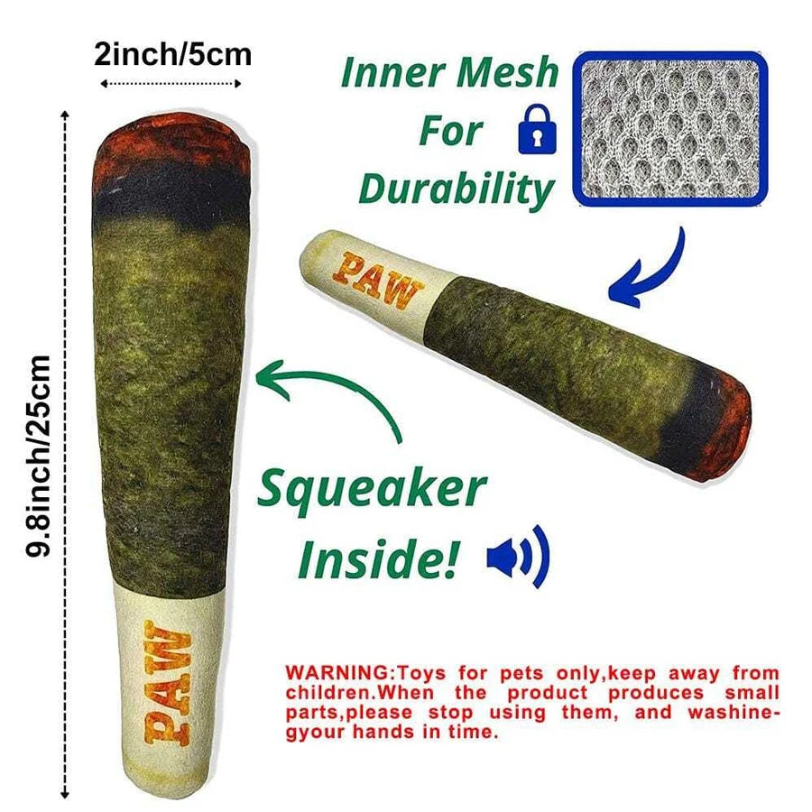 Funny Interactive Dog Toy Plush Squeaky Cigar Design Chew Toy