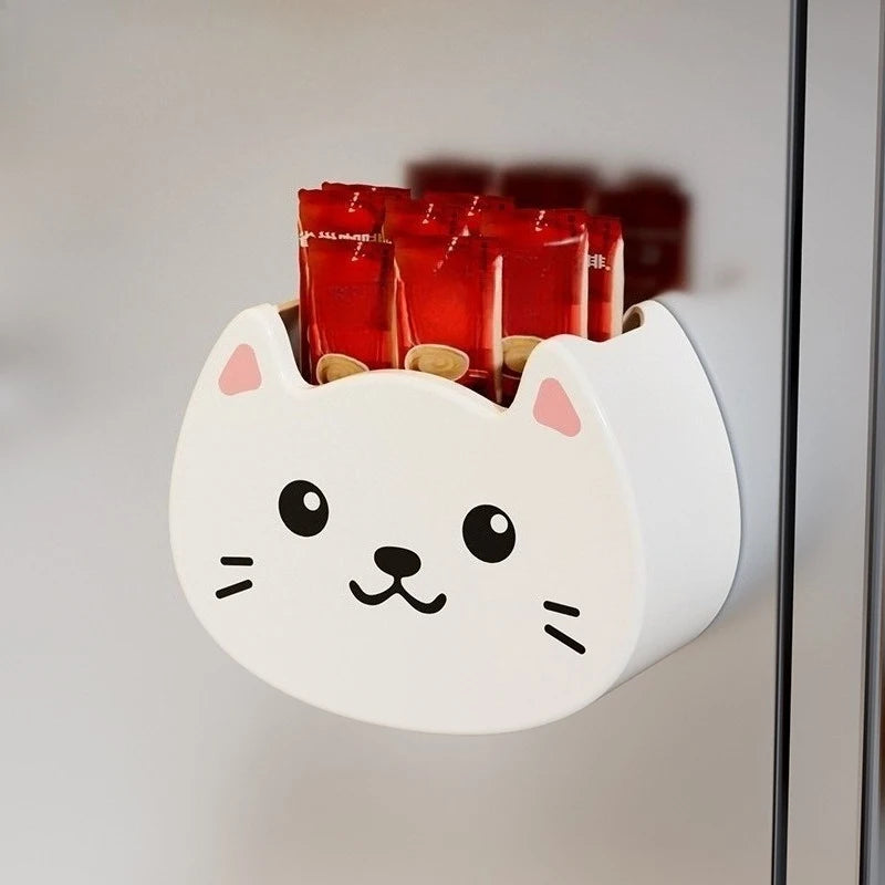Cute Cartoon Cat Magnet Storage Box For Desk Organization