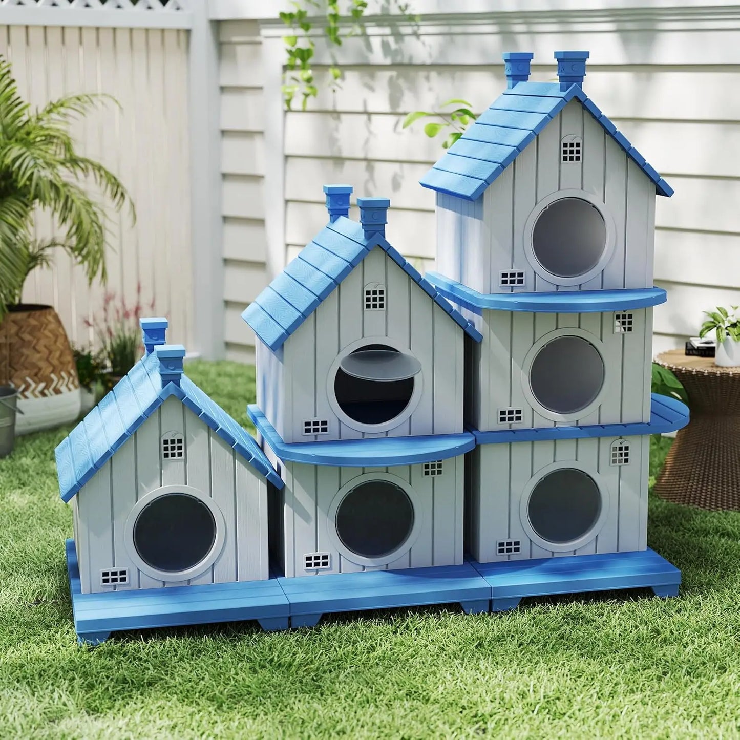 Multi-Level Resin Cat House Shelter Waterproof UV Resistant