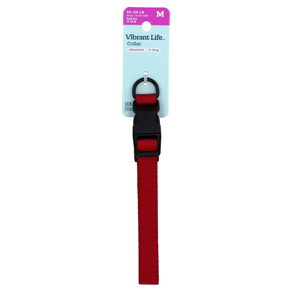 Adjustable Polyester Dog Collar with D Ring and Reflective Stitching