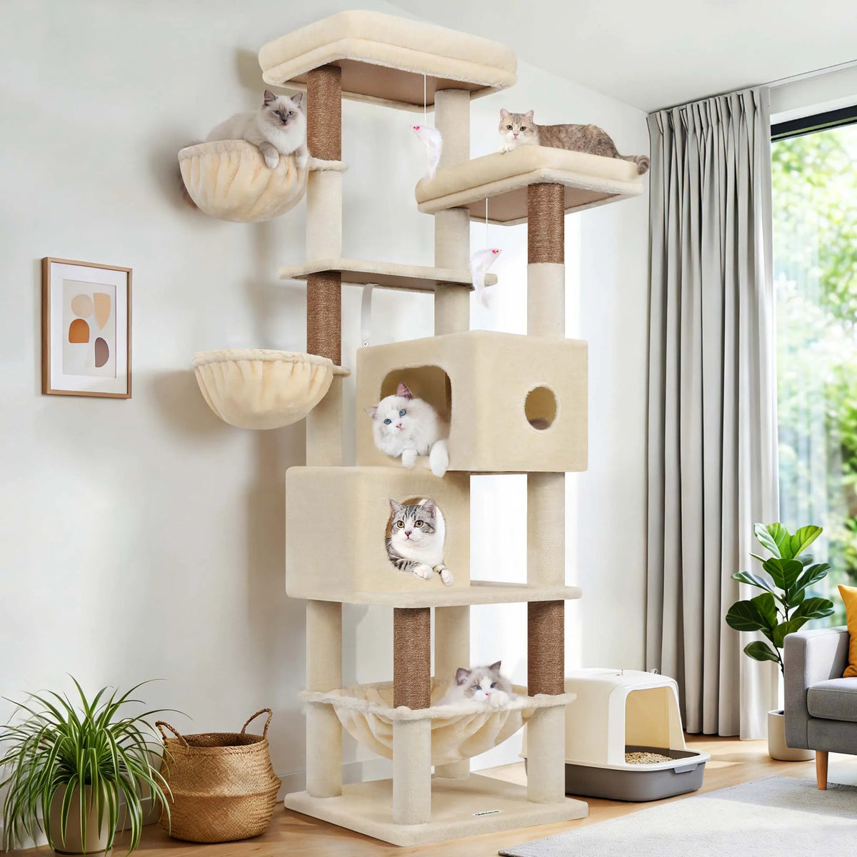 GLOBLAZER Multilevel Cat Tree With Condos And Hammocks