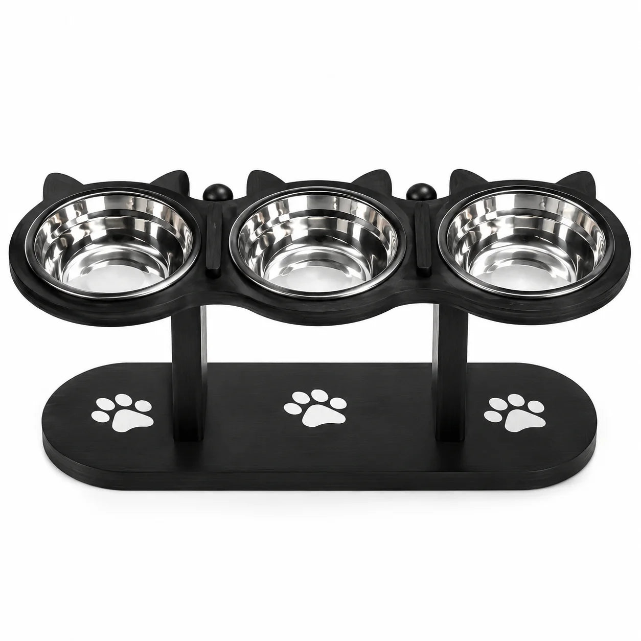 Tilted Elevated Cat Bowl Stand Detachable With Three Stainless Bowls