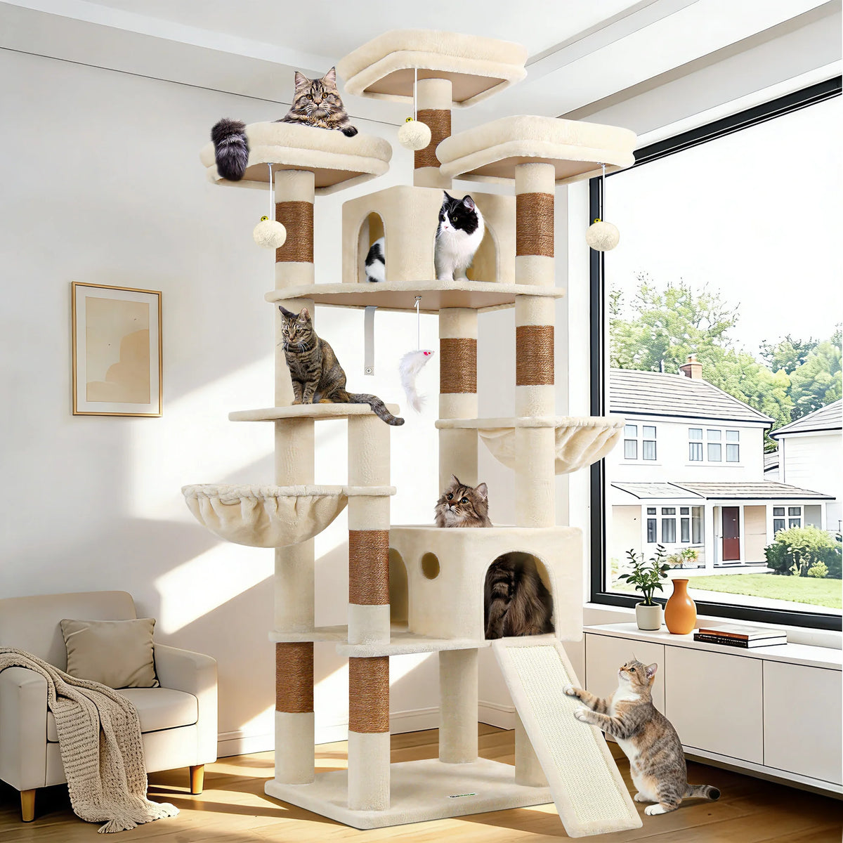Globlazer Multi-Level Cat Tree Tower for Multiple Cats With Condos and Perches