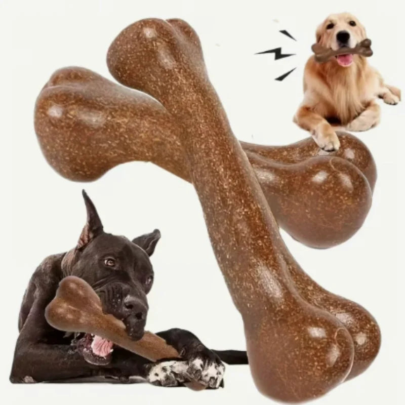 Indestructible Natural Wood Dog Bone Chew Toy For Happy Puppies