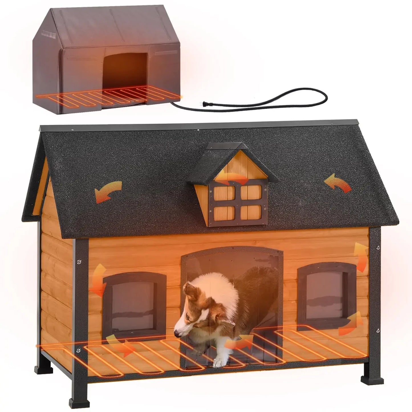 GUTINNEEN Outdoor Heated Dog House With Insulation And Pad