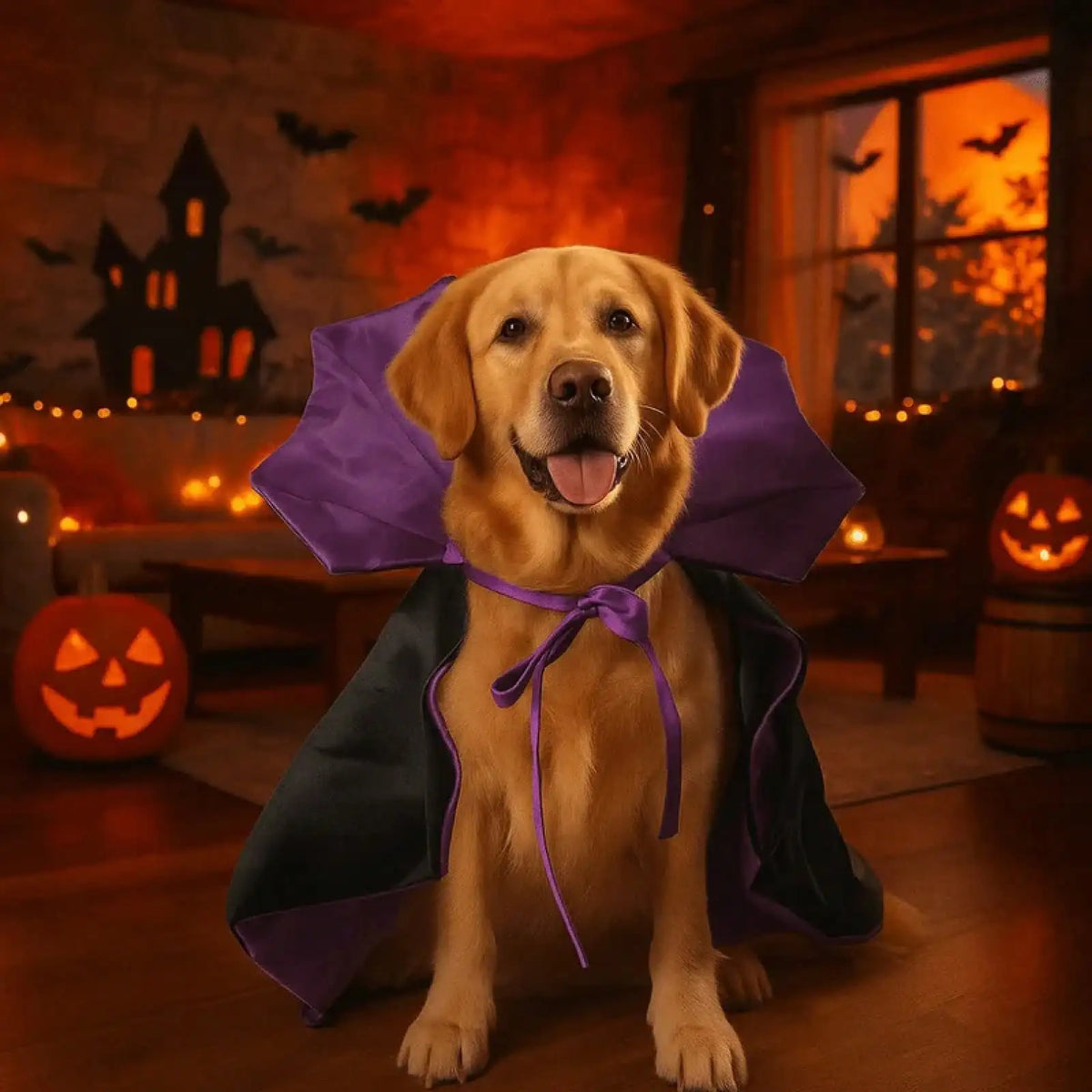Stand Collar Halloween Pet Costume Adjustable Dog Cape Soft Polyester