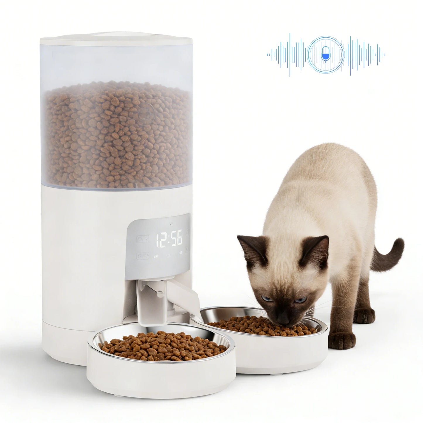 JHK Automatic Pet Feeder With Dual Bowls Timed Dispenser