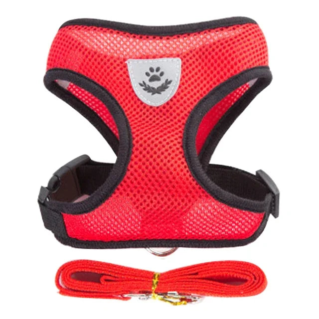 Cat Harness Vest With Leash Adjustable Polyester Mesh Dog Harness