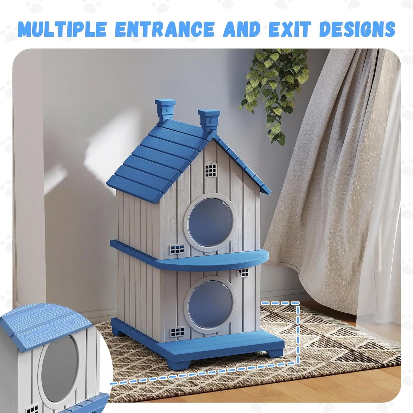 Multi-Level Resin Cat House Shelter Waterproof UV Resistant