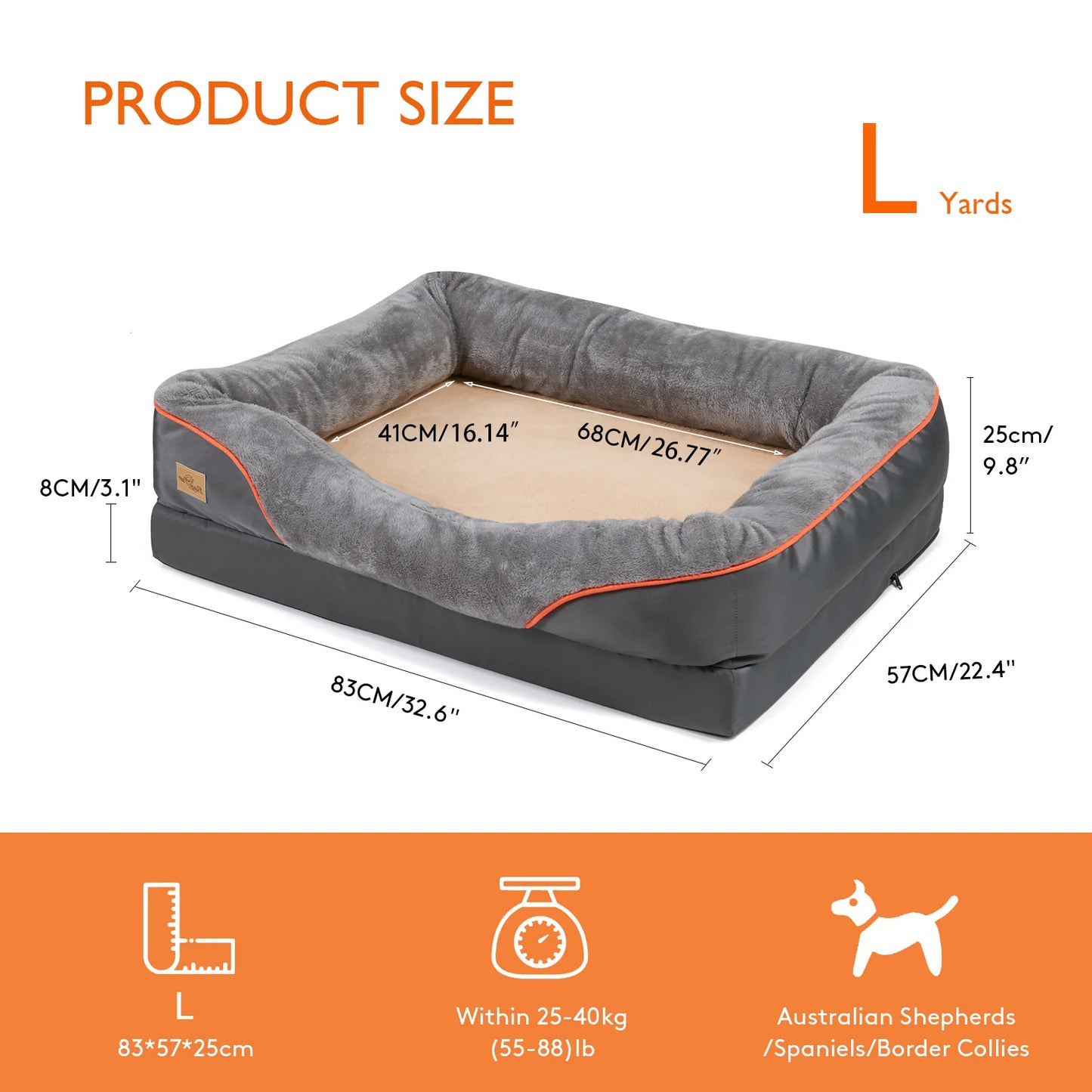 BINGOPAW Dog Bed With Waterproof Anti Allergy Removable Washable Cover